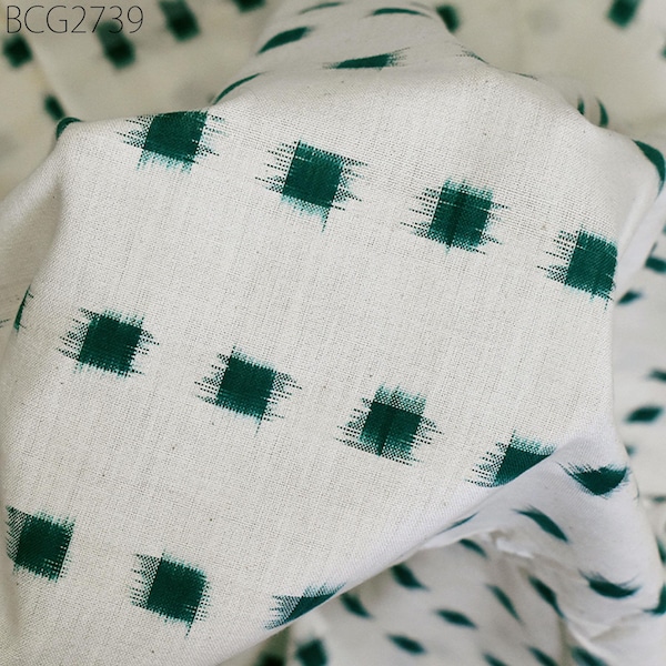 Green Ikat Fabric Yardage Handloom Upholstery Fabric Cotton sold by yard Double Ikat Home Decor Bedcover Tablecloth Draperies Cushion Covers