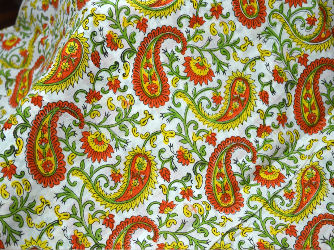 Indian Block Printed Soft Cotton Fabric Floral Soft Cotton Fabric Sold by Yard Pure Cotton Dress