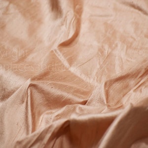 Light Peach Pure Dupioni Fabric Raw Silk by the Yard Indian Wedding Dresses Pillowcases Drapery Blouses Curtains Cushions Costumes Sewing