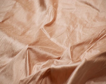 Light Peach Pure Dupioni Fabric Raw Silk by the Yard Indian Wedding Dresses Pillowcases Drapery Blouses Curtains Cushions Costumes Sewing