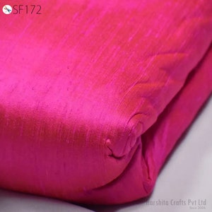 Iridescent Fuchsia Orange Indian Pure Dupioni Raw Silk Fabric by the Yard Sewing Costumes Wedding Prom Dress Skirt Coat Pillow Cover Curtain
