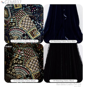 Black Indian Embroidered Velvet Fabric by the yard Sewing DIY Crafting Wedding Dress Costumes Doll Bags Cushion Covers Table Runner Quilting