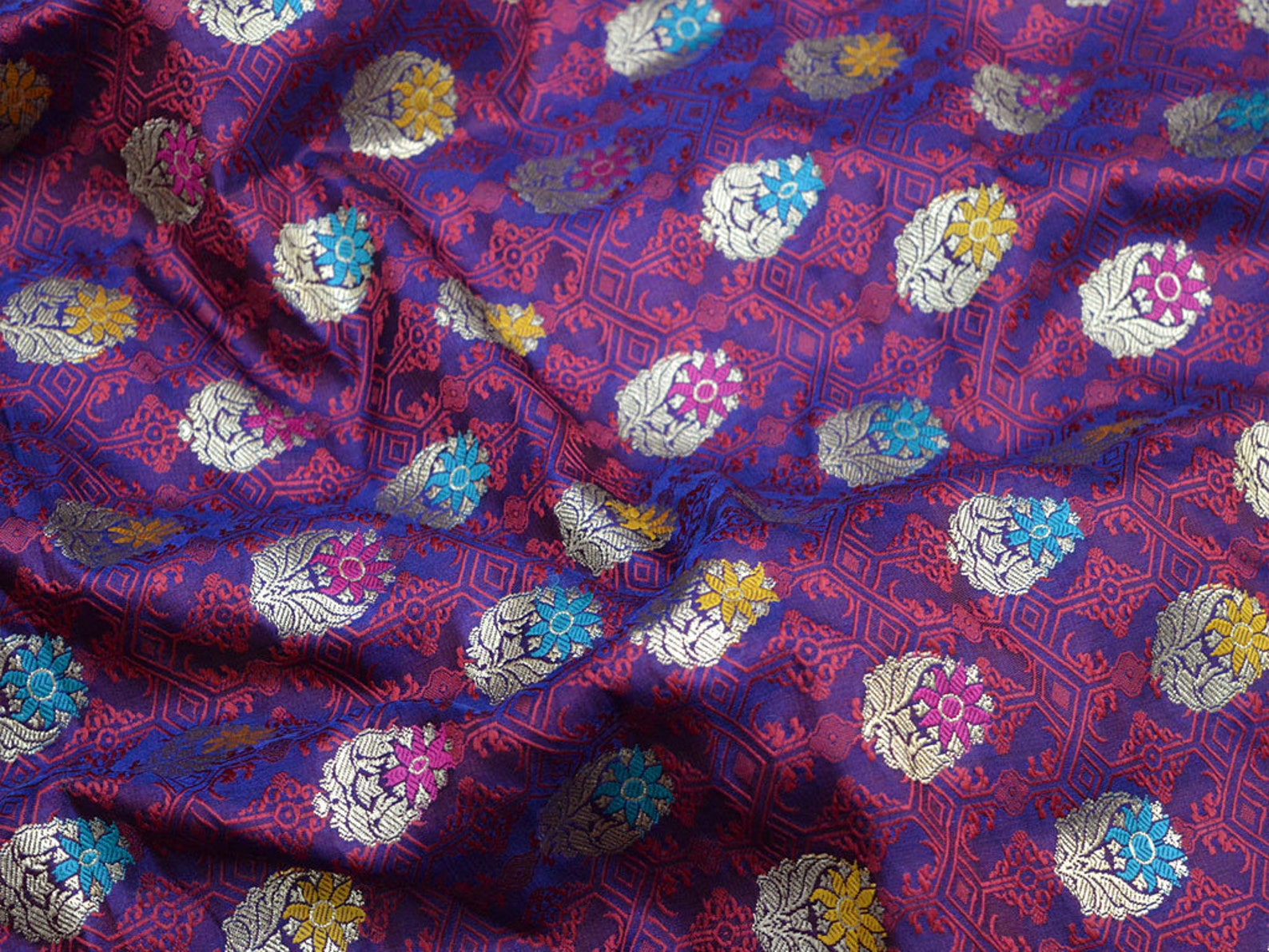 Blue - Pure Cotton Jacquard 3pc Unstitched Dress Material 08