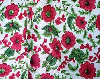Floral Printed Soft Cotton Hand Printed by yard Fabric Crafting Indian Costumes Sewing Crafting Summer Dress Block Print Handloom Fabric
