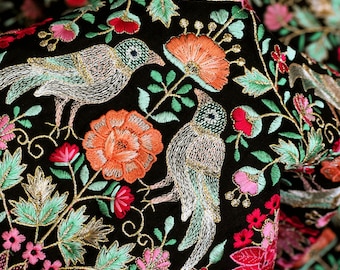 Embroidered Fabric by the yard Sewing DIY Crafting Indian Embroidery Wedding Dress Costumes Dolls Bags Cushion Covers Table Runners Blouses