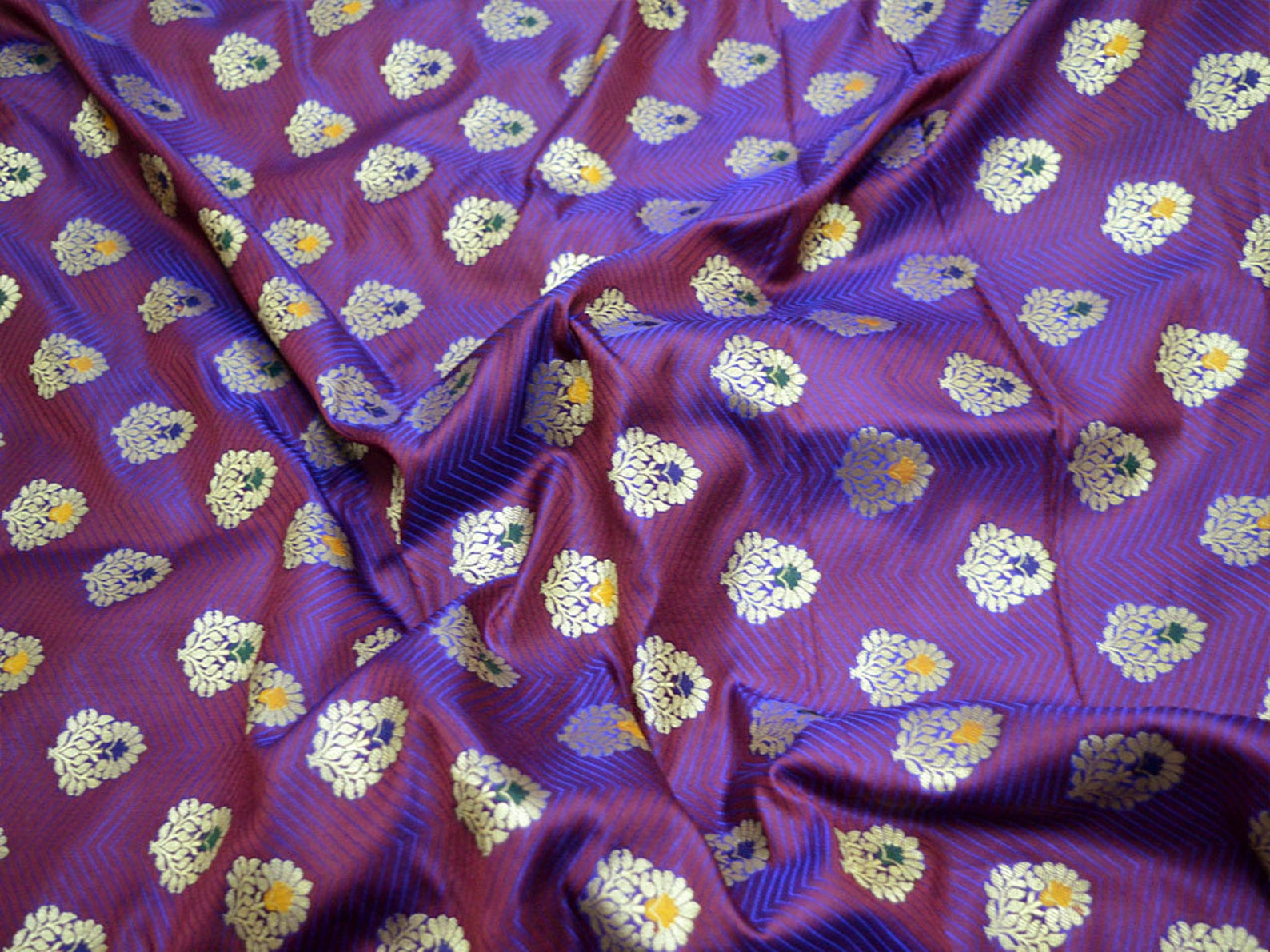 Royal Blue Jacquard Fabric Indian Banarasi Brocade by Yard - Etsy