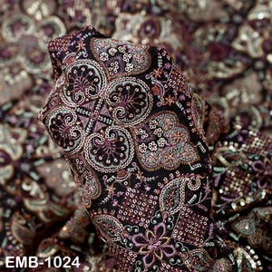 Indian Embroidery Fabric by the yard Embroidered Wedding Costumes Fabric Regency Reticules Victorian Handbags Marie Antoinette Junk Journals