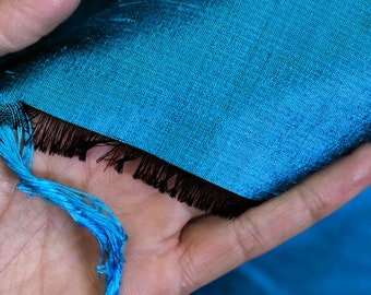Dark Turquoise Blue Black Indian Pure Dupioni by the yard Raw Silk Wedding Party Dress Table Runner Pillow Cushion Cover Drapery Upholstery