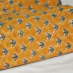 Indian Hand Block Print Cotton Fabric yardage Stamped Soft Summer Dress for kids Sewing Crafting Making Maternity Apparel Nightgown Quilting