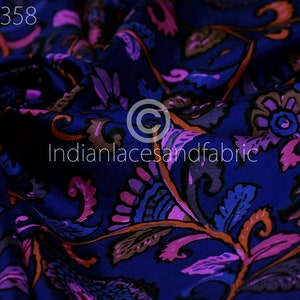 Indian Soft Pure Printed Silk Fabric by the yard,  Pure Silk Fabric, Apparel Fabric, Mulberry Silk Fabric, Batik Fabric
