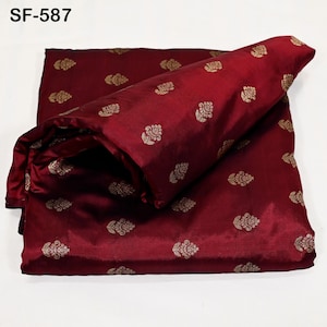 Puro tessuto di seta Mysore tagliato a misura Brocade Zari Buttie Abito da sposa indiano Damigelle d&#39;onore Costume Camicette Federe