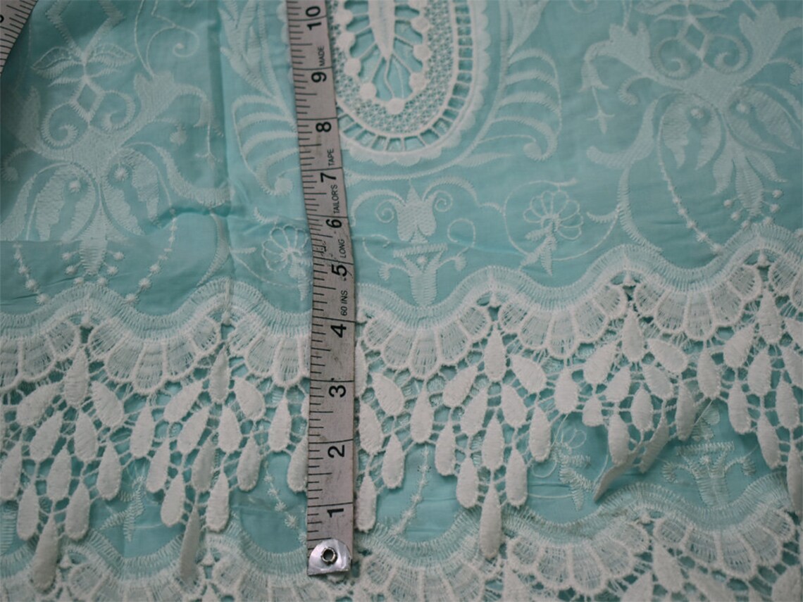 52'' Mint Blue Embroidered Fabric Summer Evening Etsy
