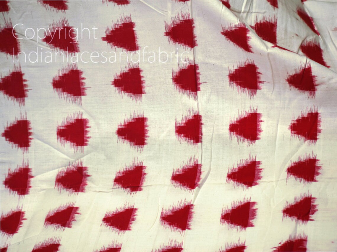 Red Ikat Fabric Yardage Handloom Upholstery Fabric Cotton Sold - Etsy