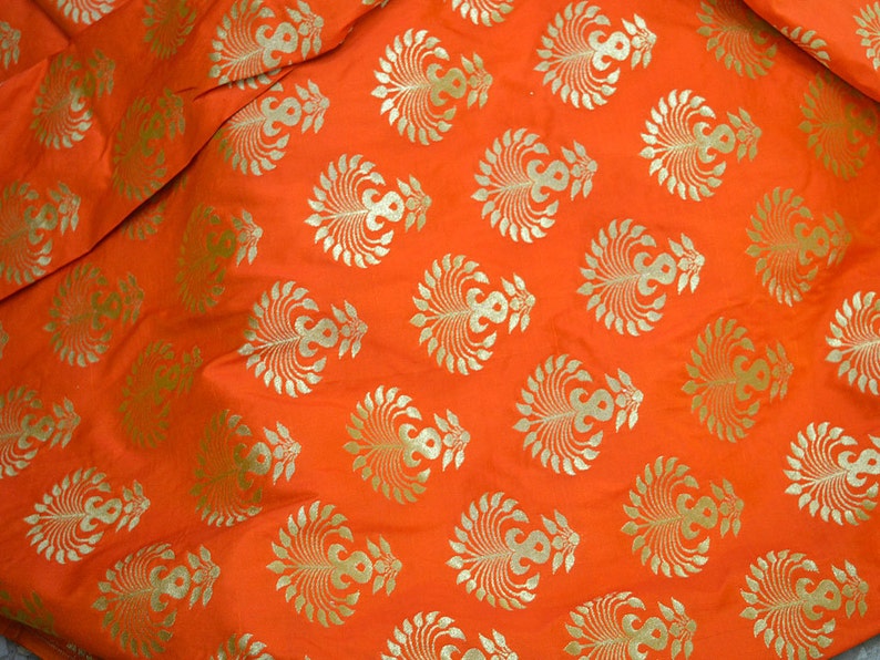 Orange Brokat Stoff Banarasi Stoff Brautkleid Brautkleid ...