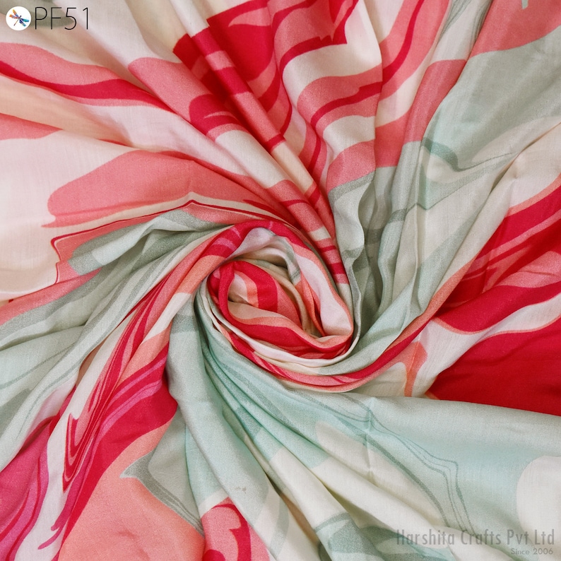 Indian Printed Fabric by the Yard Flowy Soft Modal Summer Dresses ...