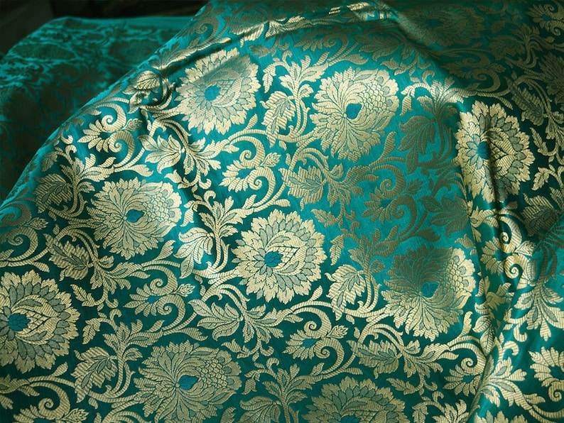 Brocade Fabric by the yard Wedding Dress Fabric Banaras Etsy