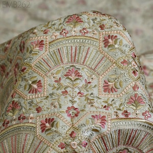 Embroidered Fabric by the yard Sewing DIY Crafting Indian Embroidery Wedding Dress Costumes Dolls Bags Cushion Covers Table Runners Blouses