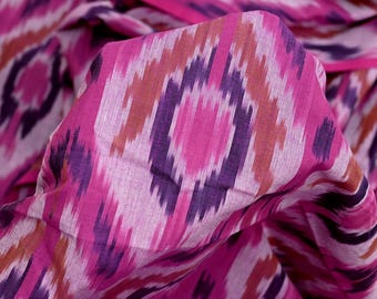 Fuchsia Indian Ikat Cotton fabric sold by Yard Handwoven Yarn Dyed Kids Summer Dress Handloom Home Furnishing Curtains Pillows Apparel