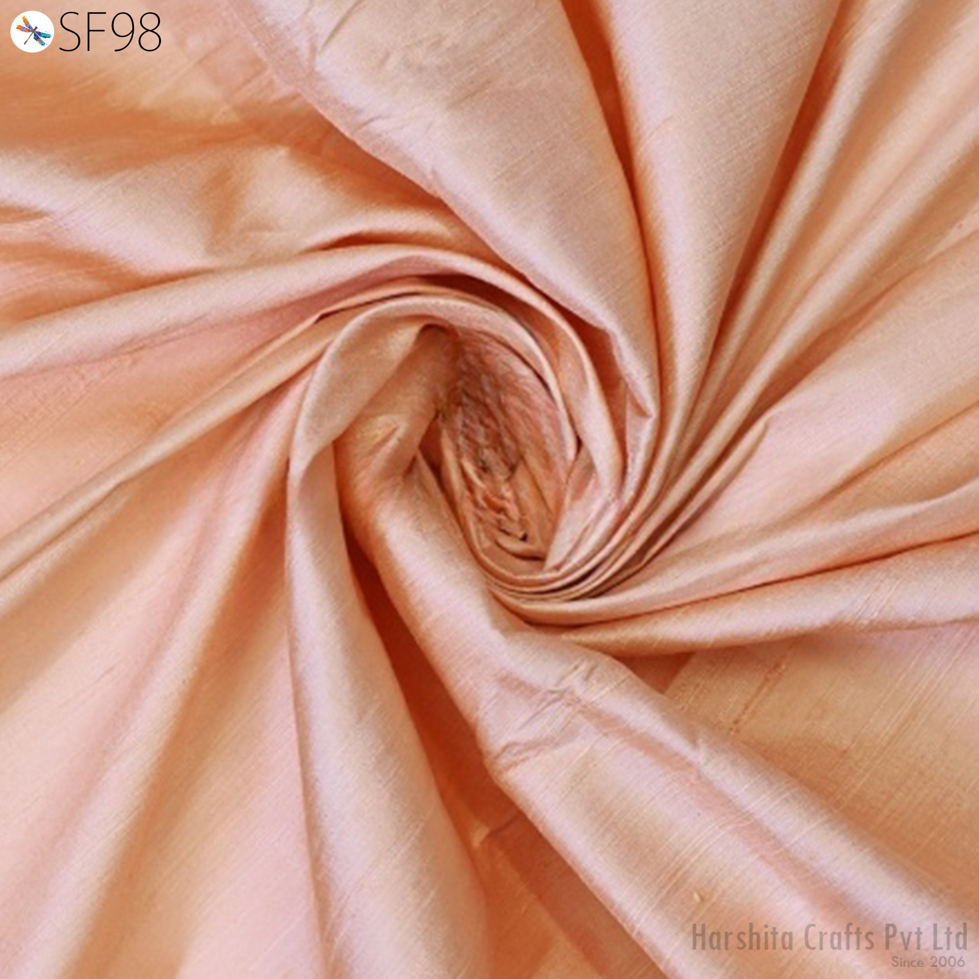 Peach Indian Pure Dupioni Silk Raw Silk Fabric by the Yard Crafting Sewing Wedding Dresses Skirts Vest Coats Silk Pillow Cover Curtains