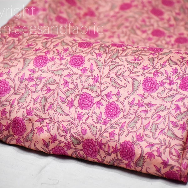 Rose indien Saree doux pur imprimé soie tissu par yard robes de mariée demoiselle d'honneur fête Costume rideaux artisanat couture