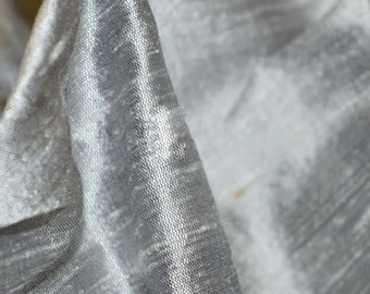Iridescent Silver Grey Pure Dupioni Silk Fabric by Yard Wedding Dress Bridesmaid Prom Dresses Indian Silk Dupion Crafting Sewing Pillow