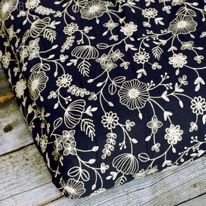 Embroidered Fabric Indian Embroidery Cotton Fabric by the Yard Sewing Fabric DIY Crafting Summer Women Dresses Costumes Doll Bag Home Decor