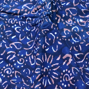 Indian Hand Stamped Indigo Blue Quilting Cotton Fabric Sold by Yard Sewing Crafting Curtains Summer Women Girls Dresses Apparel Table Cloth