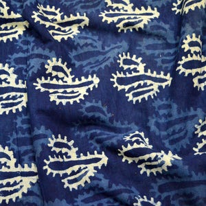 Indigo Blue Block Printed cotton fabric by the Yard Sewing Indian bohemian quilting Crafting Curtains Summer Women Apparel Table Placements