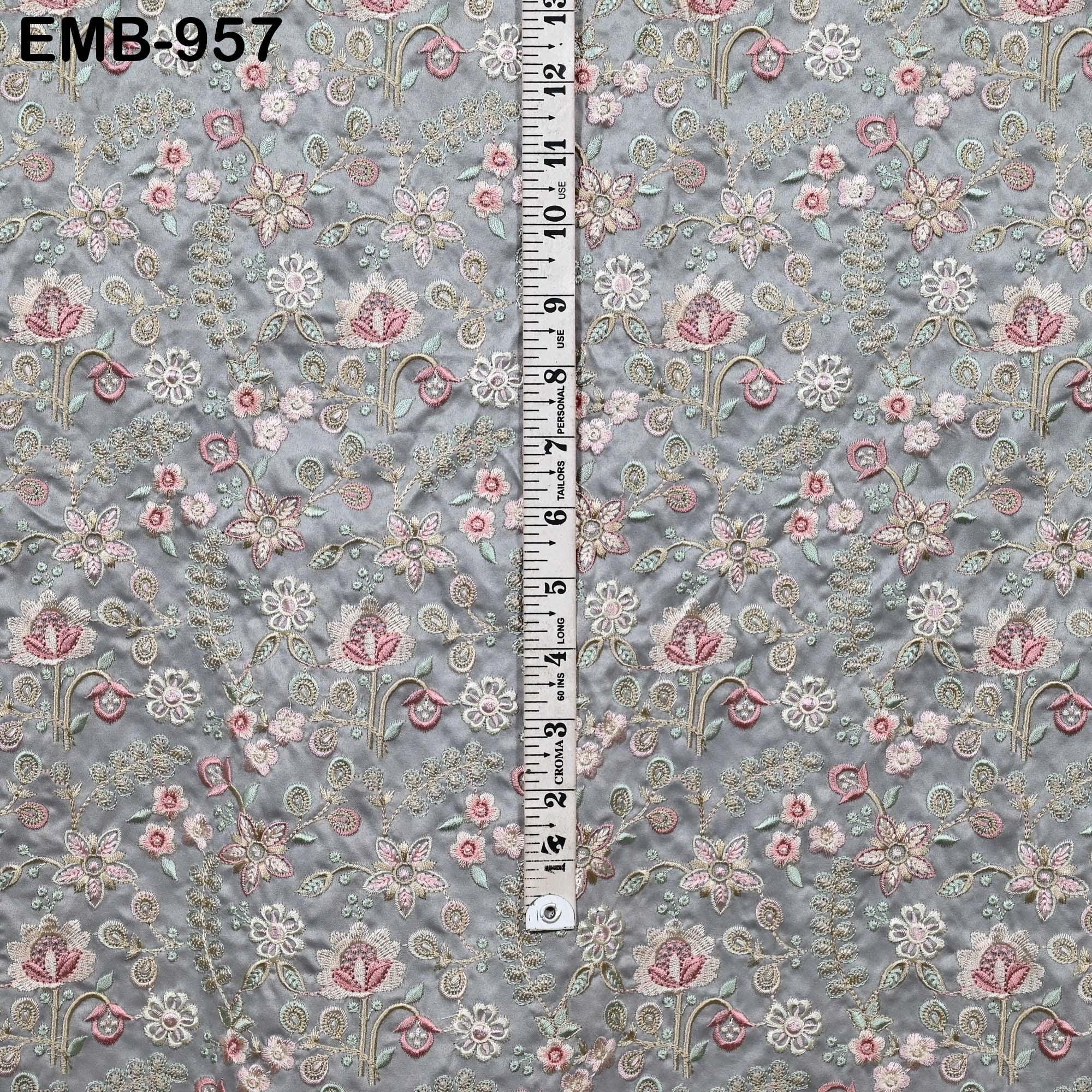 Gray Embroidered Fabric by the Yard Sewing Crafting Embroidery Wedding ...