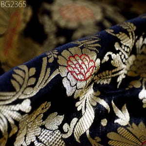 Indian Black Brocade by the Yard Pure Katan Banarasi Wedding Dress Costume Material Sewing Lehenga Skirt Men Vest Jacket Curtains Upholstery
