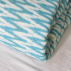 Indian Homespun Sky Blue Ikat Cotton Fabric By the Yard Handwoven Ikat Yardage Cushion Covers Summer Dresses Crafting Sewing Curtains