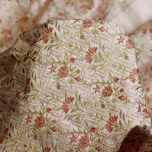 Embroidered Fabric by the yard Sewing DIY Crafting Indian Embroidery Wedding Dress Blouses Historical Costumes Cushion Covers Table Runners