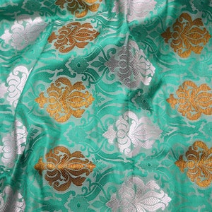 Sea Green Banarasi Brocade by the Yard Banarasi Brocade Art Blended Silk Wedding Dress Bridesmaid Lehenga Skirts Sewing Crafting Fabric