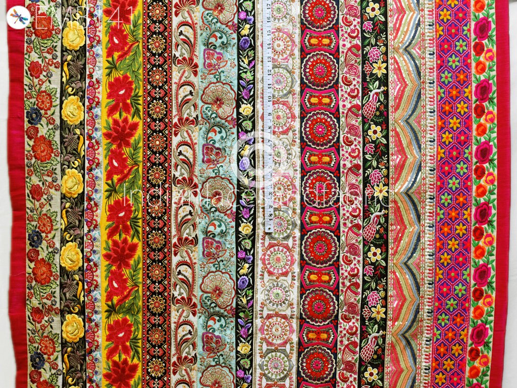 Embroidered Fabric Remnants Saree Border Assorted Indian Sari Etsy