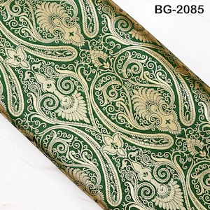 Bottle Green Indian Brocade Fabric by the Yard Banarasi Lehenga Wedding Dresses Saree Fabric Sewing Crafting Home Decor Table Runner Drapery