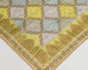 Indian Dupatta Silk Brocade Stole Scarf Women Evening Scarves Chunni Bridal Veil Punjabi Stoles Wraps Bridesmaid Long Scarves Christmas Gift