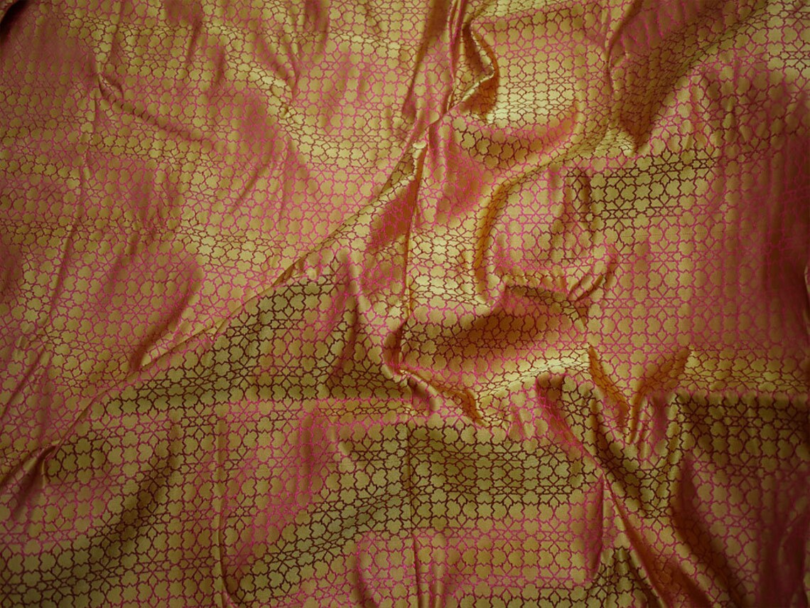 Red Yellow Jacquard Fabric by the Yard Brocade Wedding Dress - Etsy