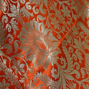 Indian Banaras Orange Gold Weaving Brocade Wedding Dresses Etsy India