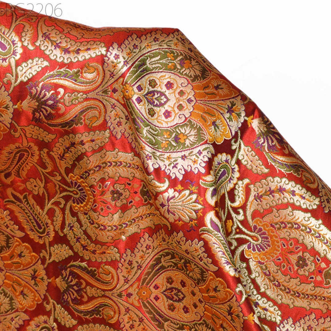 Tomato Red Silk Brocade Fabric main image 0