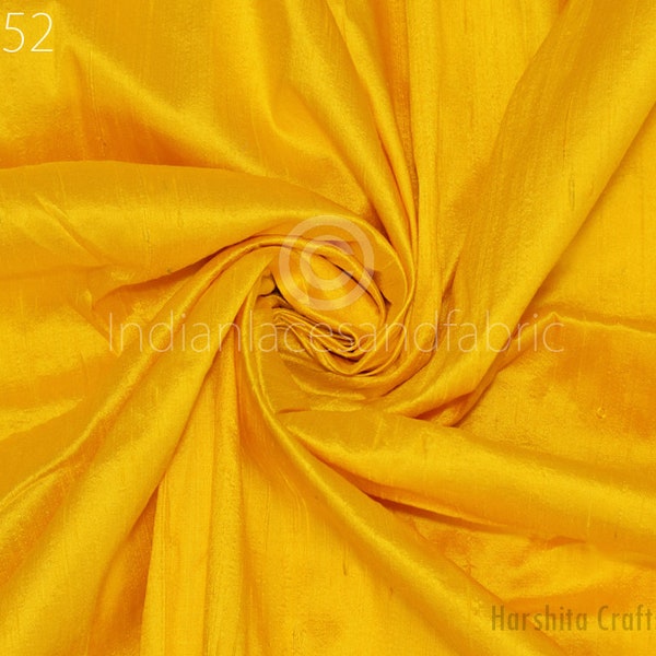 Yellow Indian Pure Dupioni Raw Silk Fabric by the yard Dupion Costume Dresses Cushion Covers Crafting Sewing Pillowcases Lamp Shades Drapery
