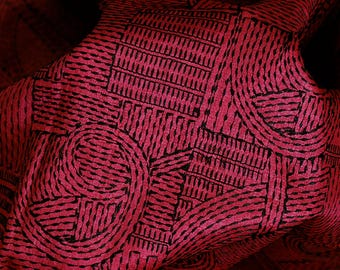 Maroon Pure Silk Embroidered Fabric by the yard Tussar Fabric Indian Embroidery Raw Silk Wild Natural Handmade Silk Tussah Dress Material