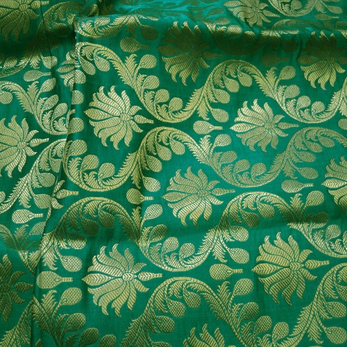 Wedding Dress Brocade Fabric by the Yard Indian Banarasi Etsy
