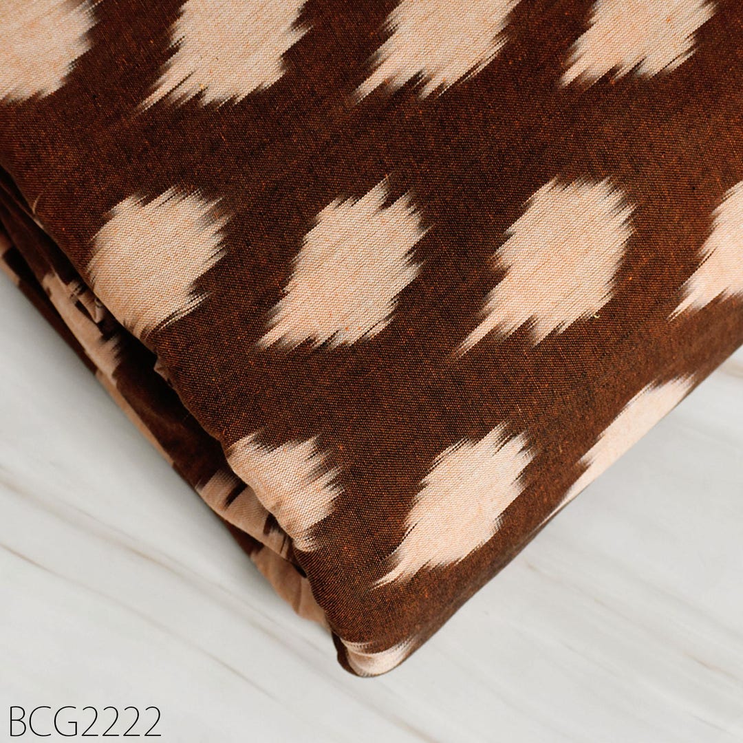 Brown - Maniabandha Ikat Weave Handloom Cotton Fabric