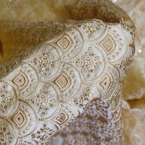 Gestickter Stoff als Meterware, Nähen, Basteln, indische Stickerei, Hochzeitskleid, Kostüme, Kissenbezüge, Tischläufer, Blusen