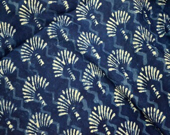 Indian Fabric Indigo Blue Cotton Fabric Indigo Cotton Fabric Vegetable dyed Hand Block Printed Cotton block print cotton fabric sold by Yard