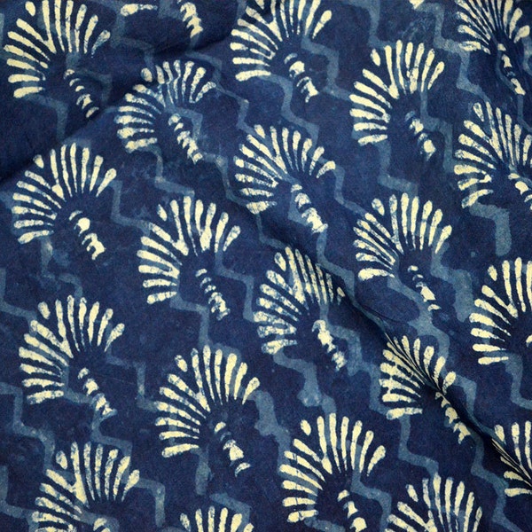 Indian Fabric Indigo Blue Cotton Fabric Indigo Cotton Fabric Vegetable dyed Hand Block Printed Cotton block print cotton fabric sold by Yard