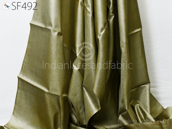 tussar silk dress material online shopping Rust Striped Ahimsa Tussar Pure Silk Fabric