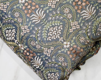 Indian Embroidered Fabric by the yard Sewing DIY Crafting Embroidery Wedding Dress Costumes Dolls Bags Cushion Covers Table Runners Blouses
