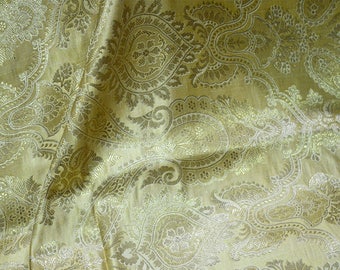 Sewing Crafting Indian Fabric Banarasi Beige Brocade Fabric by the Yard Wedding Dress Blended Brocade Fabric Bridal Dress Material