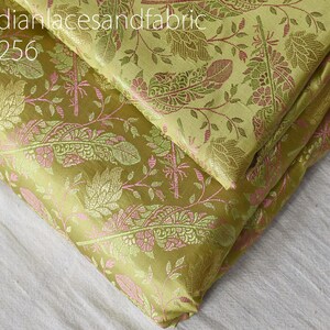 Apple Green Indian Jacquard Dress Material Brocade Bridal Wedding Dress Fabric By The Yard Crafting Sewing Silk Curtains Making Duvet Covers